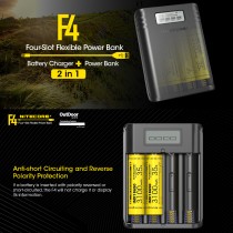 NITECORE F4 Four-Slot 18650 Li-ion Battery Charger & Power Bank 智能USB 4槽 行動電源及電池充電器 