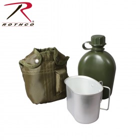 Rothco 3 Piece Canteen Kit With Cover & Aluminum Cup 709ml | G.I. Style Plastic Canteen 946ml 
