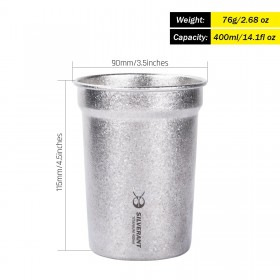 SilverAnt 純鈦結晶單層啤酒杯 400ml Ultralight Titanium Beer Cup 