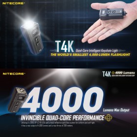 NITECORE T4K 4000流明Lumens Quad-Core Intelligent Keychain Light USB-C充電掌上智能鑰匙扣燈